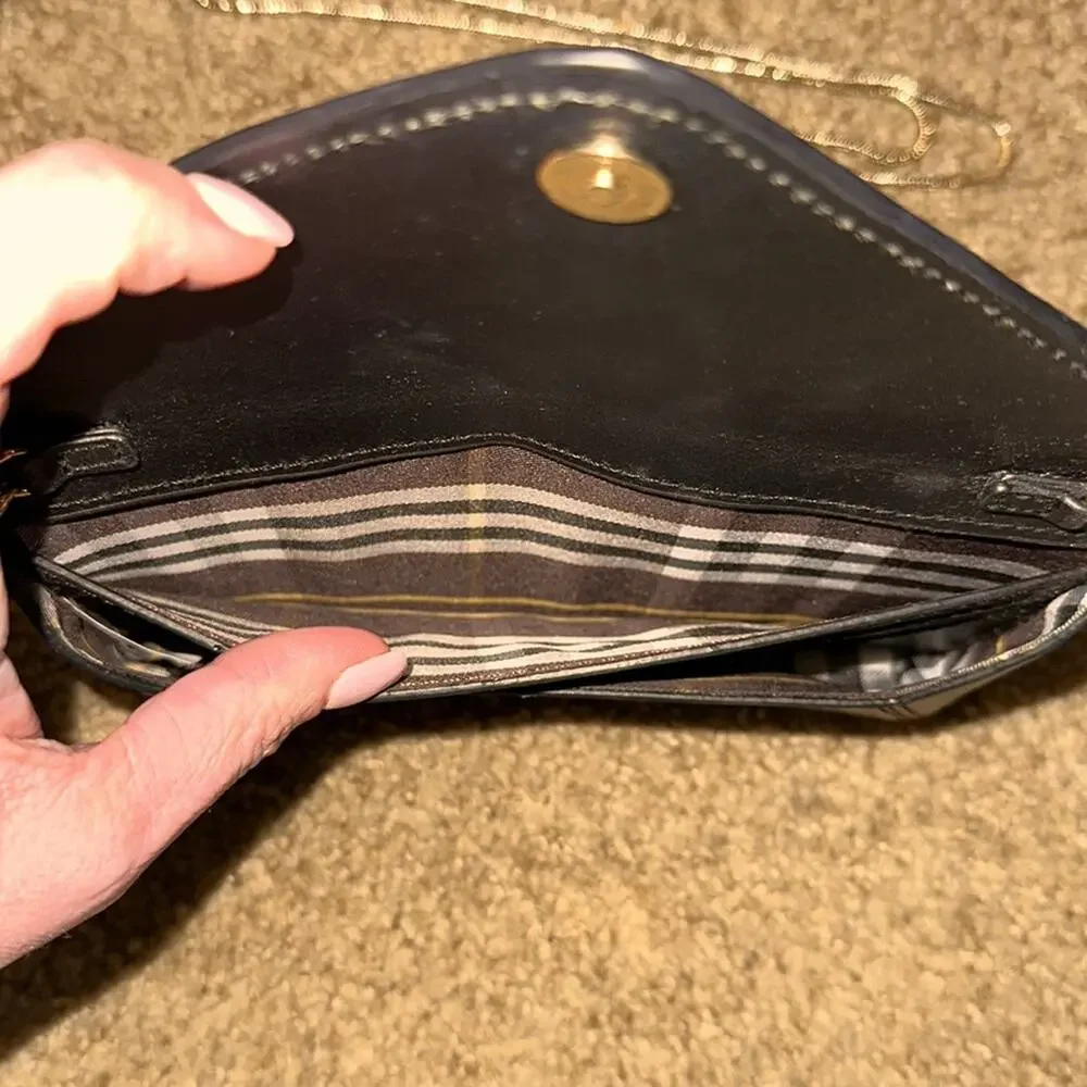 Dark Navy/Black Clutch with Gold Metal Strap MW